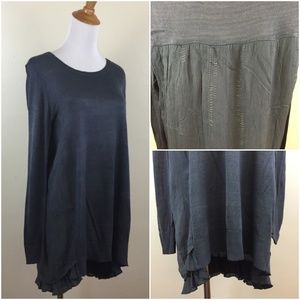 CHAN LUU Embellished Chiffon Overlay Knit Sweater